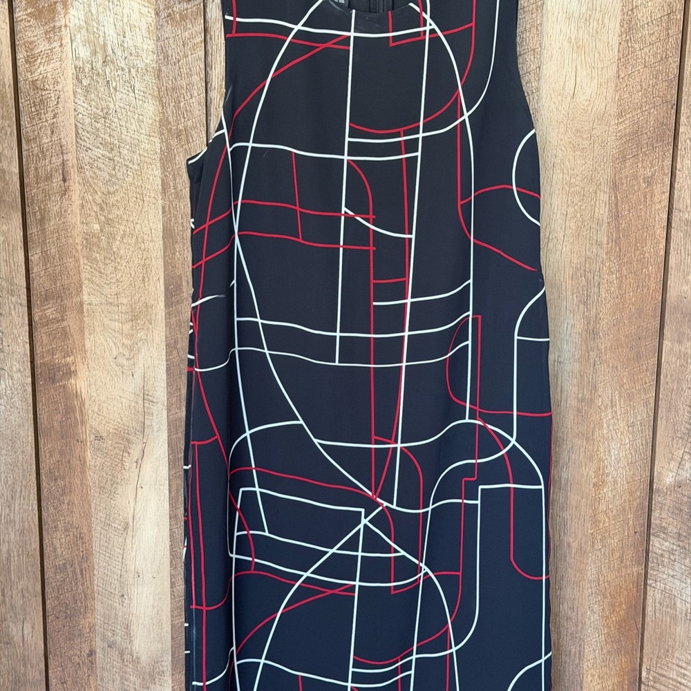 Alfani Black Dress with Red and White Geometric Design - Picture 3 of 12